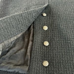 CHANEL vintage wool and silk skirt with chain detail and CC button fits 8/10